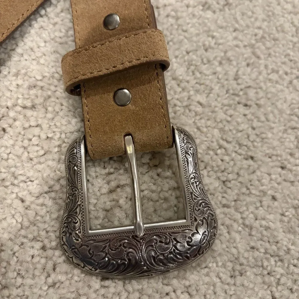 NWOT Cody James Men’s Rustler Suede Leather Belt W/ Buckle Tan Size 34 Western